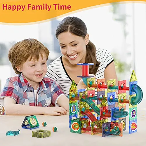 132Pcs Magnetic Tiles Marble Run Building Set for Kids, Marble Run Race Magnet Blocks Toys, Child STEM Learning & Educational Brain Development Toys for Age 6  7 8 9 10 Boys Girls Birthday Xmas Gift