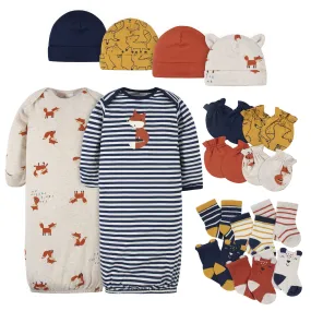 16-Piece Baby Boys Fox Gown, Mitten, Cap, & Sock Set