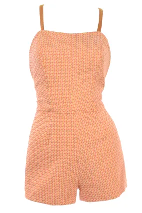 1960s Orange & Pink Paisley Vintage Summer Romper