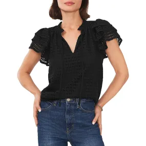 1.State Womens Ruffled Tie Neck Pullover Top