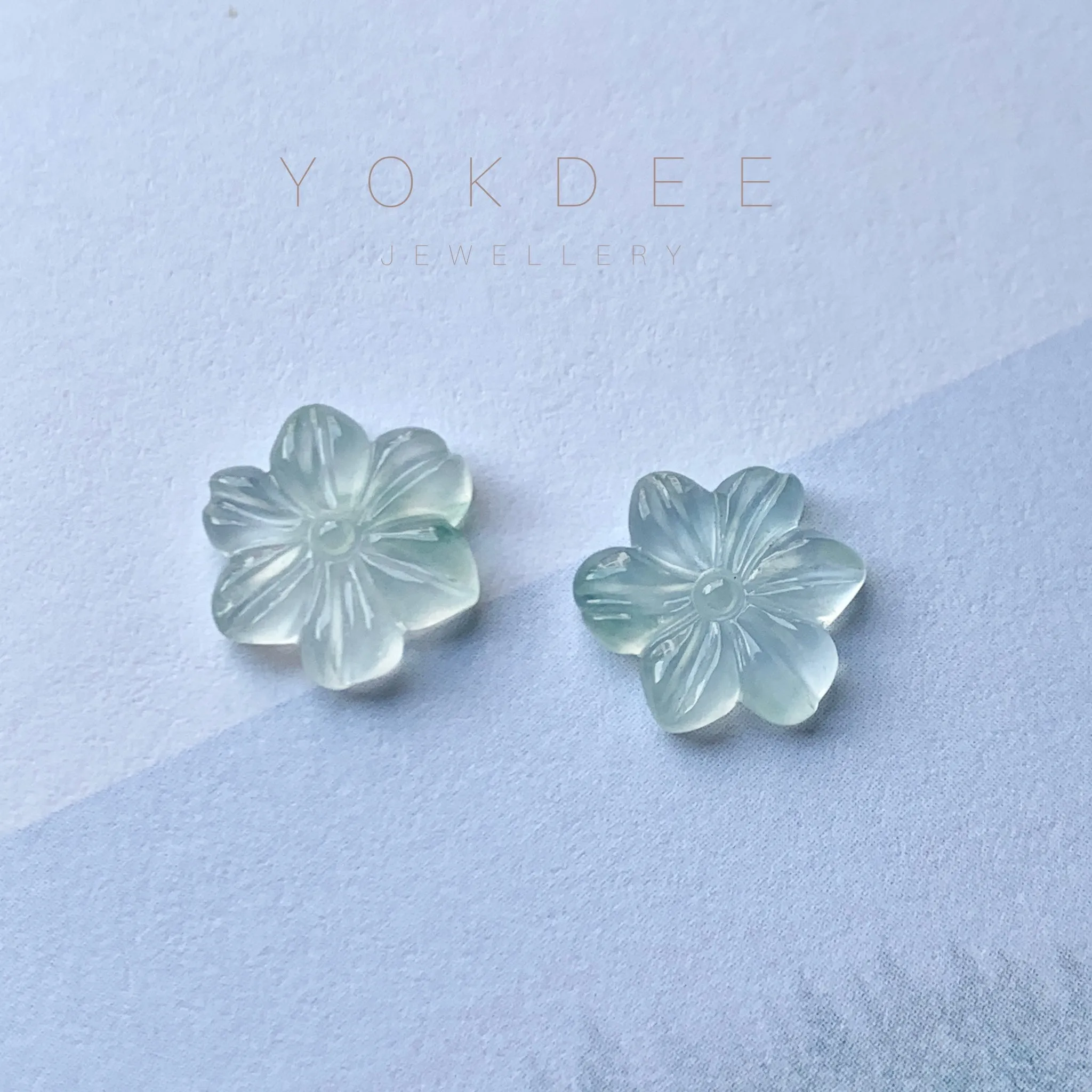 5.25cts Icy A-Grade Natural Floral Jadeite Christmas Flower Pair No.180348