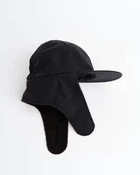 6 Panel Baseball Cap   Ear Flap, Black/Black