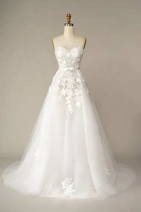 A Line Wedding Dress with Appliques