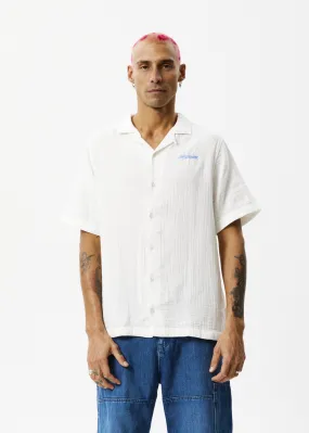 AFENDS Mens Stratosphere - Cuban Short Sleeve Shirt - Off White