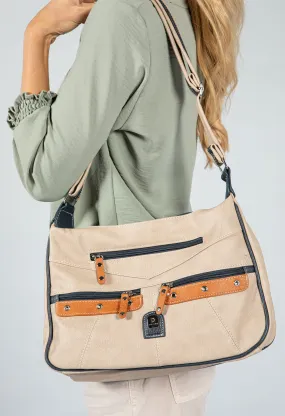 Almond and Navy Shoulder Bag