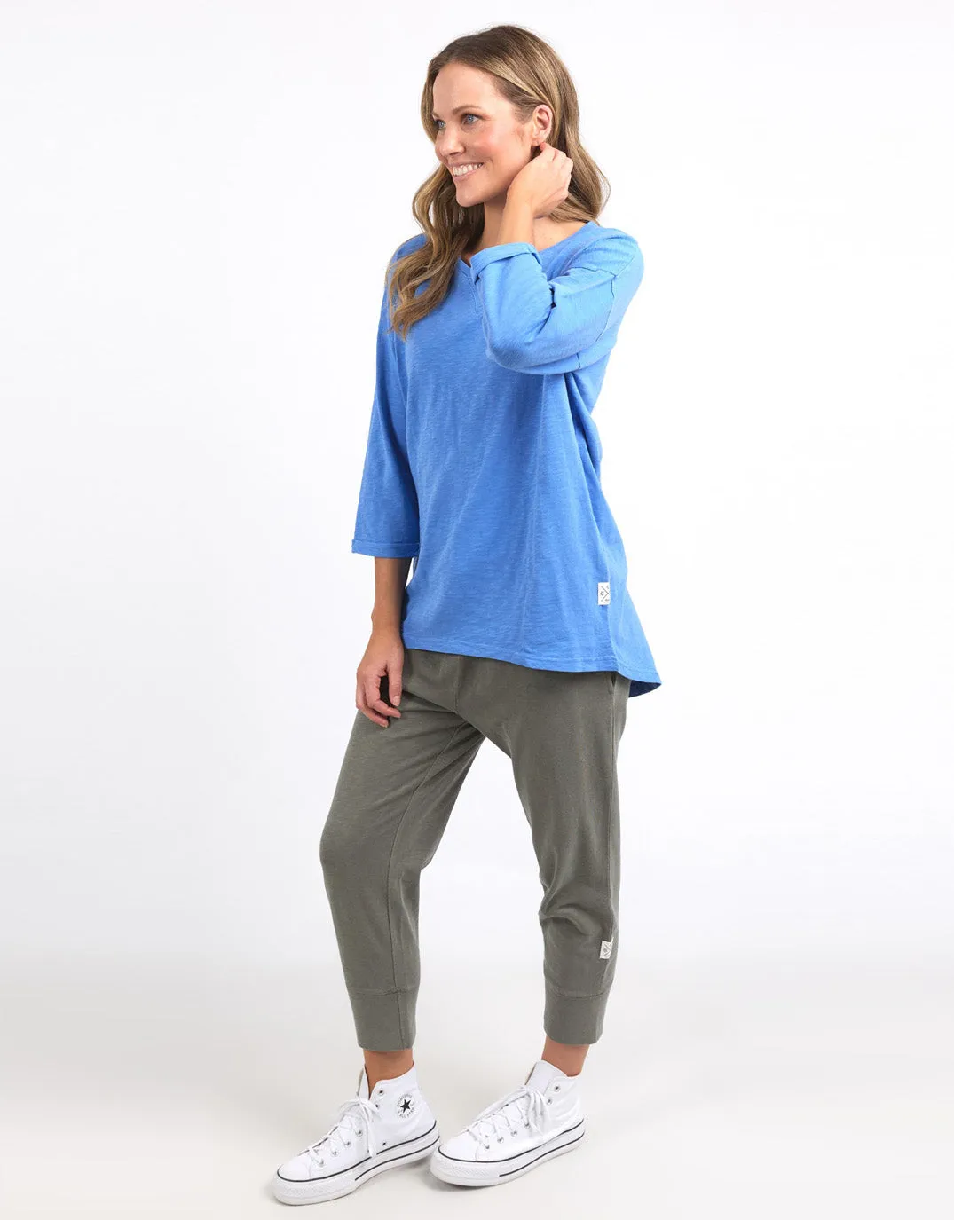 Annie 3/4 Sleeve Tee - Cerulean Blue