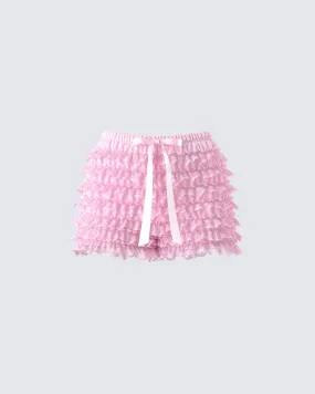 Aria Pink Ruffle Mini Short