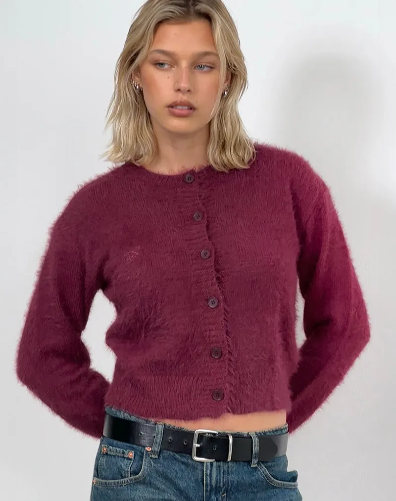 Audrina Cardigan in Fluffy Burgundy