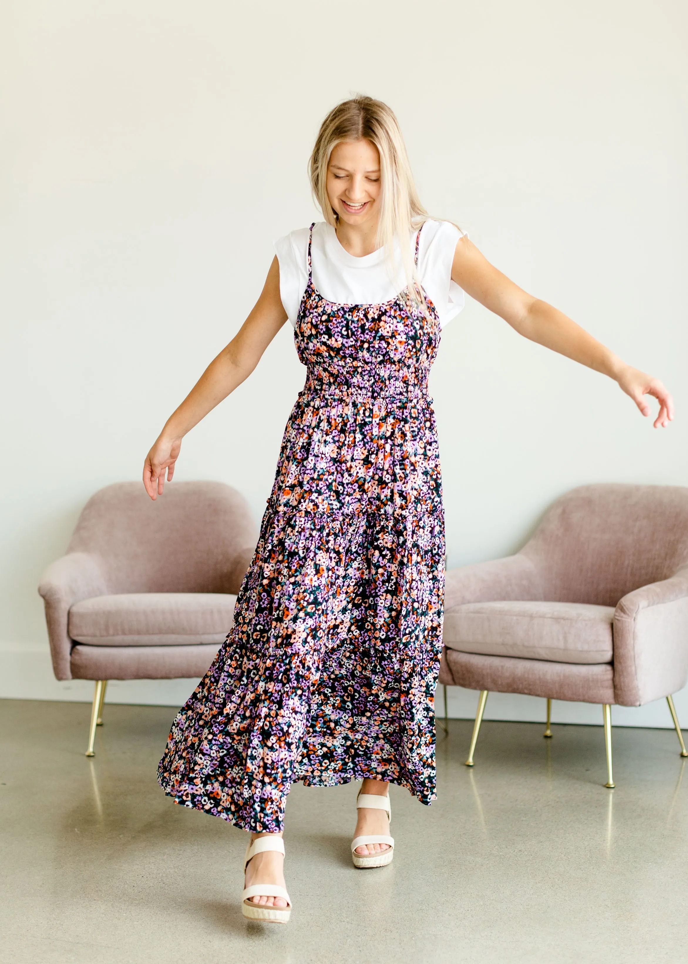 Black Tiny Floral Maxi Dress - FINAL SALE