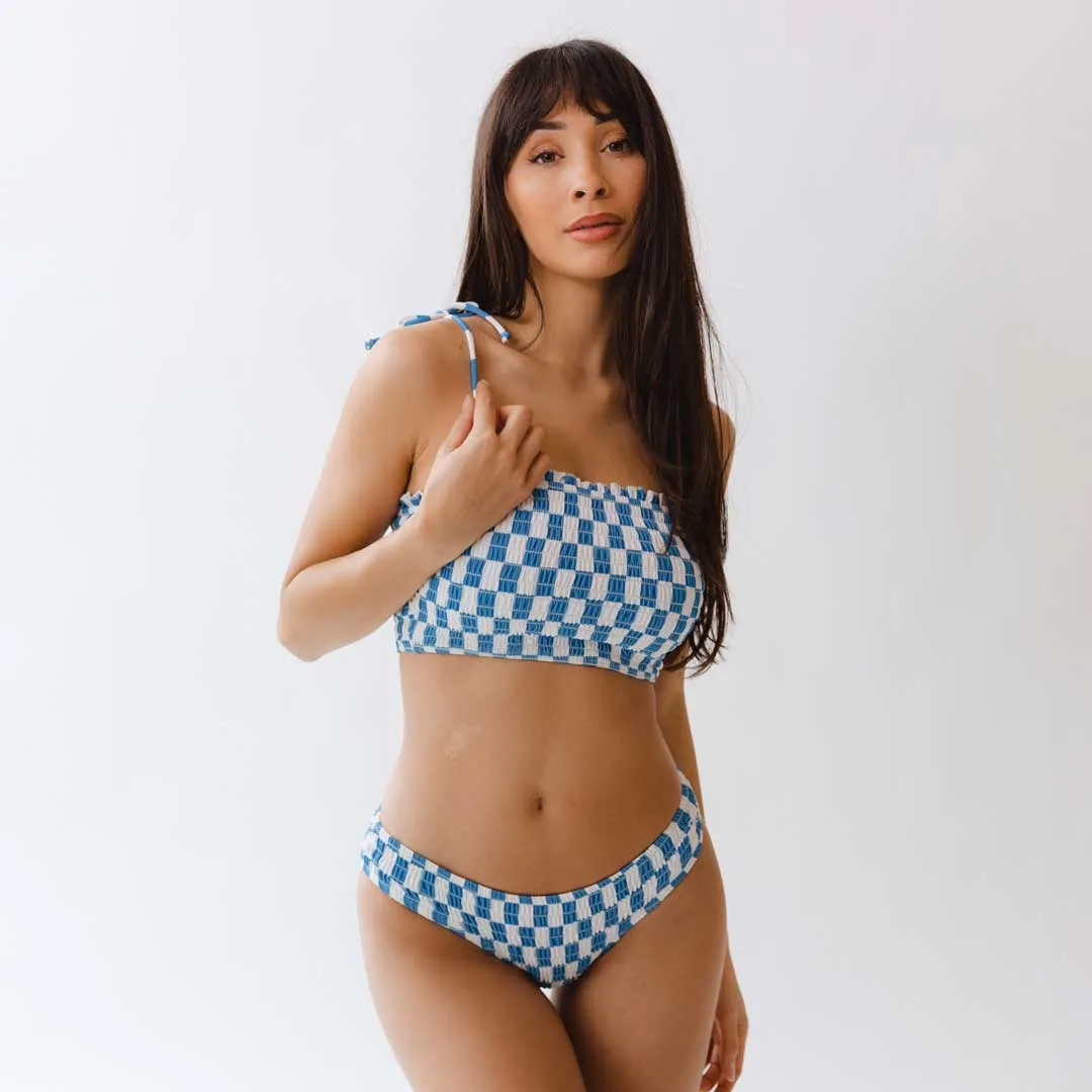 Blue Checkers Smocked Hipster Bottoms