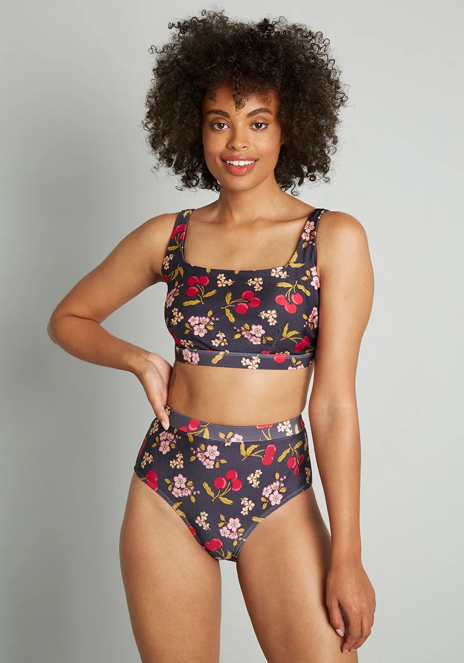 Cherry On Your Savored Sun High-Waisted Bikini Bottoms