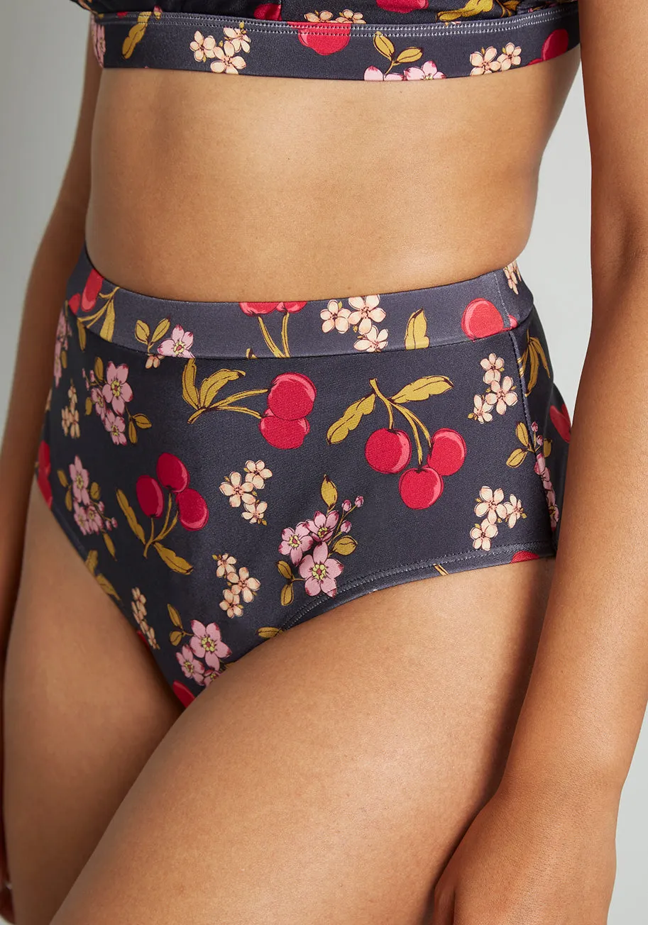 Cherry On Your Savored Sun High-Waisted Bikini Bottoms