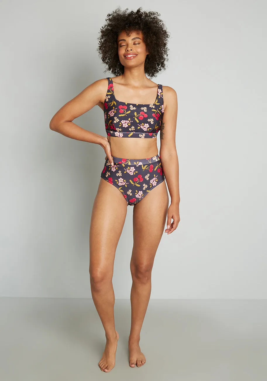 Cherry On Your Savored Sun High-Waisted Bikini Bottoms