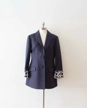 CHRISTIAN DIOR Size 12 Navy Blazer