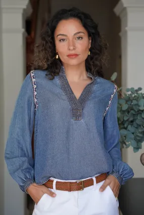 Denim Embroidered Shirt