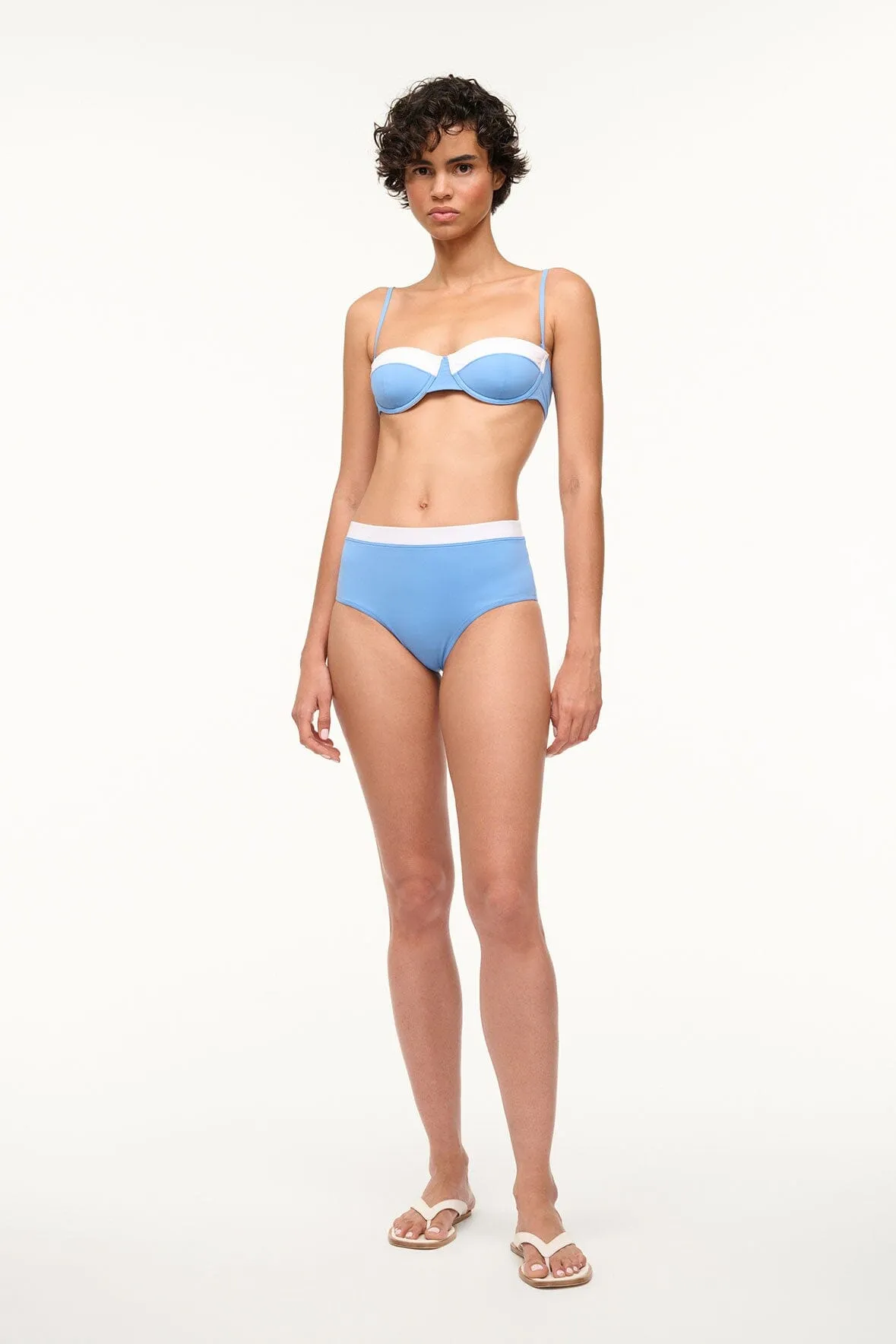 DEVON HIGH RISE BIKINI BOTTOM | AZURE WHITE