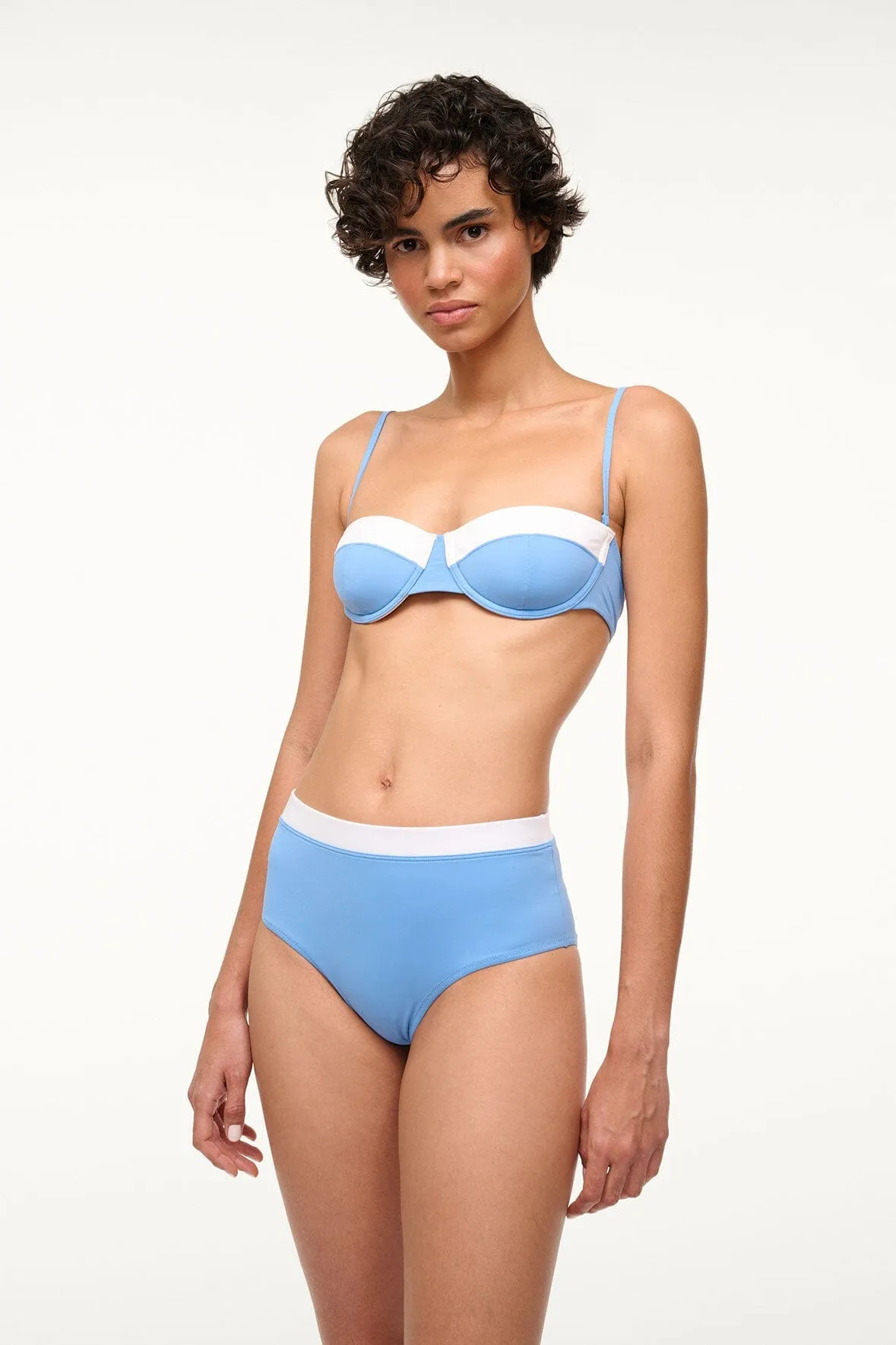 DEVON HIGH RISE BIKINI BOTTOM | AZURE WHITE