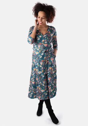 Earl Tea Cup Print Midi Dress