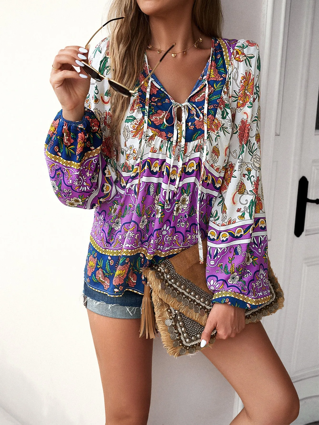 European And American Printed Autumn And Winter Vacation Casual Shirt