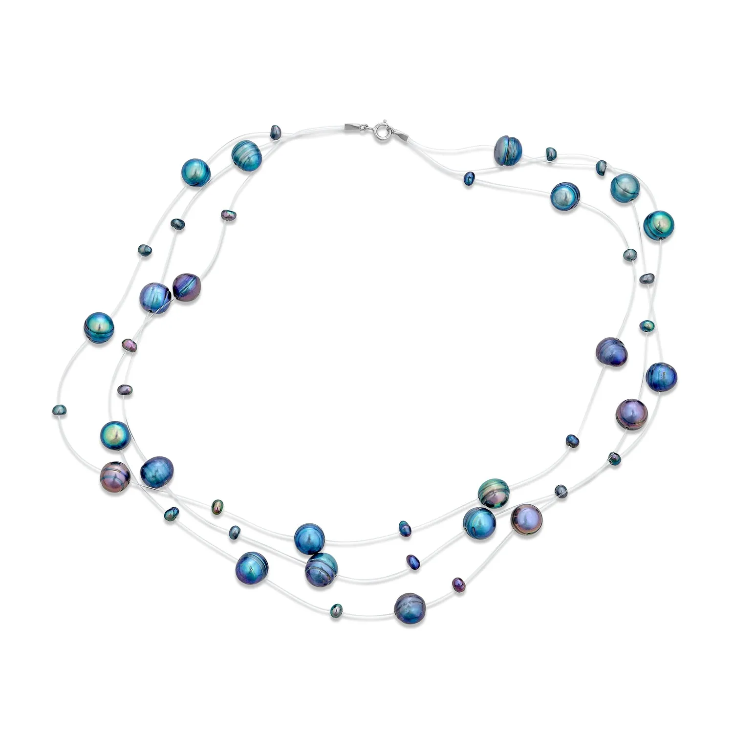 Freshwater Cultured Pearl Illusion Multi Color Strands Necklace Choker