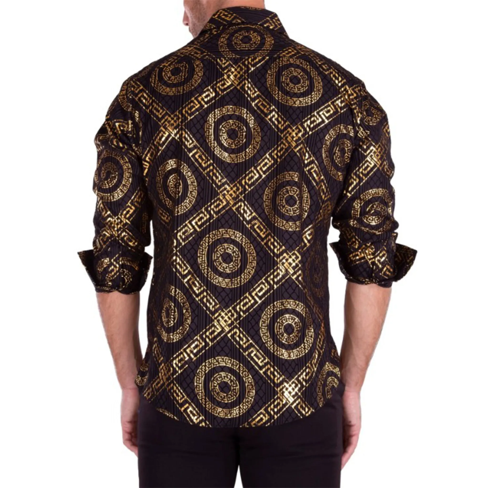 Gold Foil Print Fashion Shirts for Men