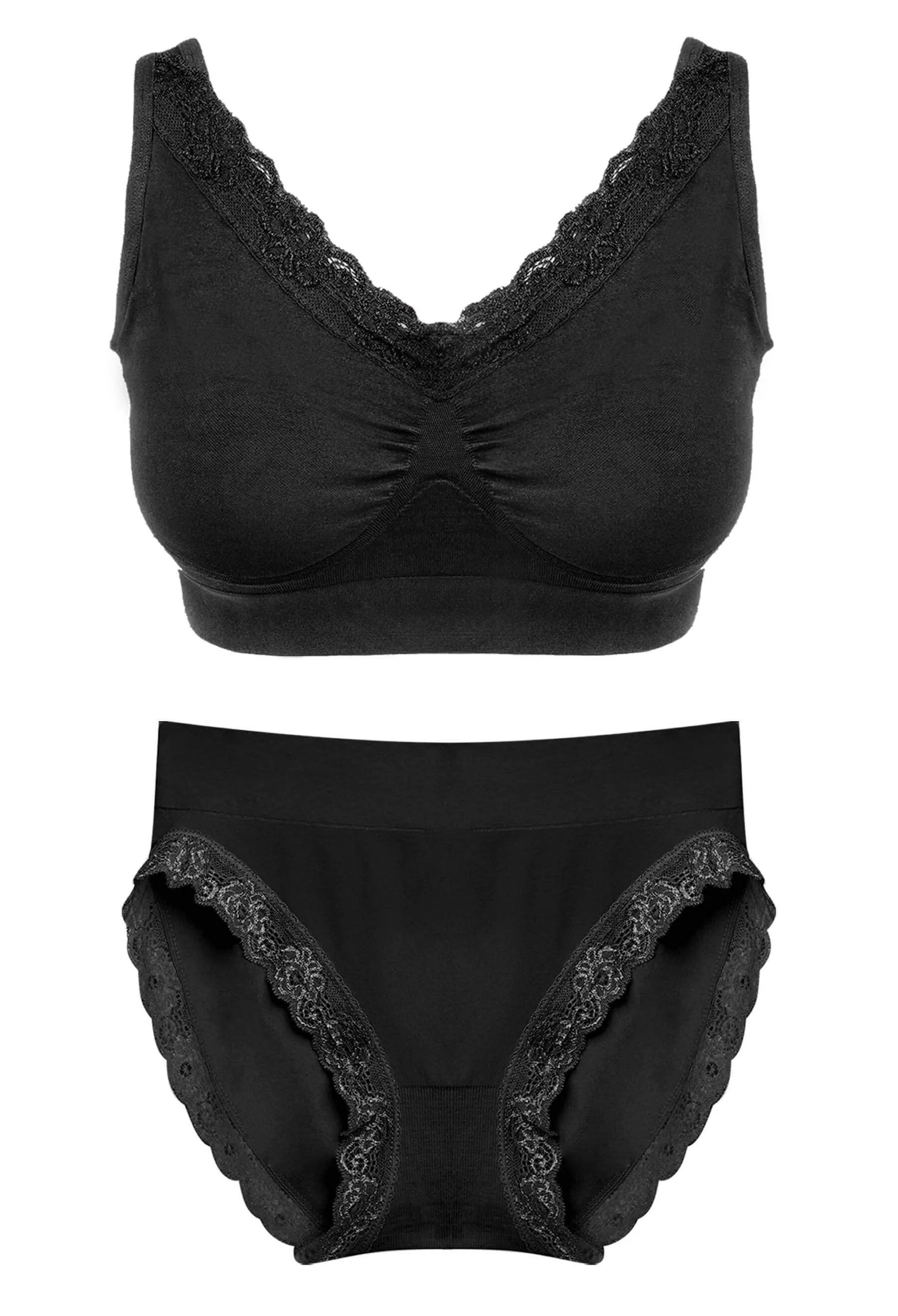 Lightweight Wire Free Bra and Lace High Cut Set