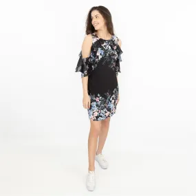 Lipsy Black Floral Cold Shoulder Sleeveless Dresses