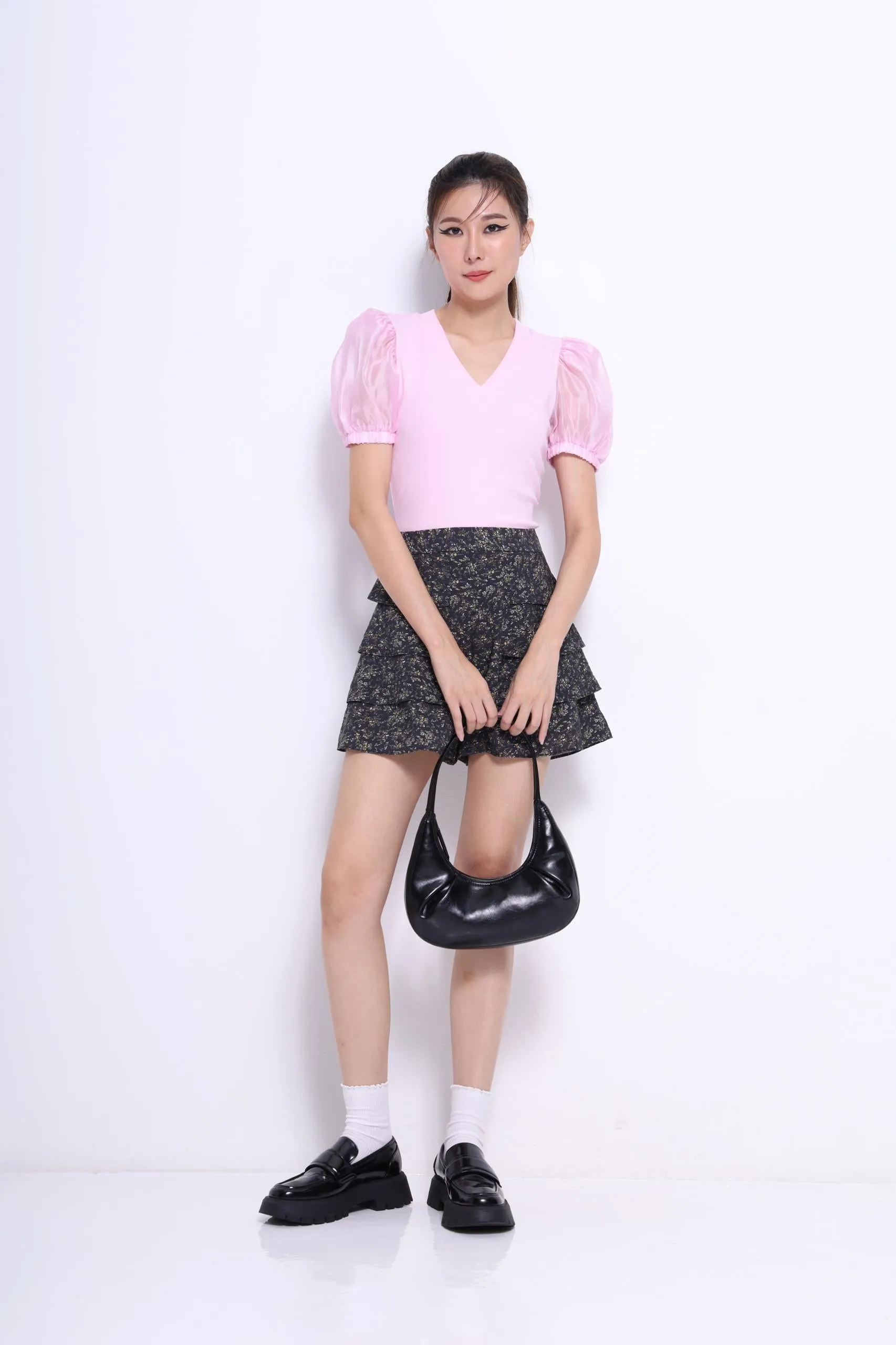 Lolly Organza Puff Sleeve Blouse