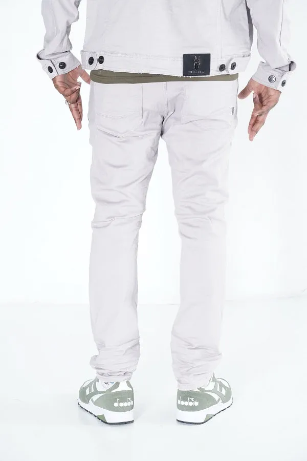 M1926 - Makobi Core Denim Biker Jeans - Light Gray