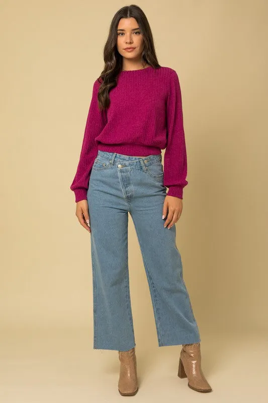 Magenta Back Open Tie Top