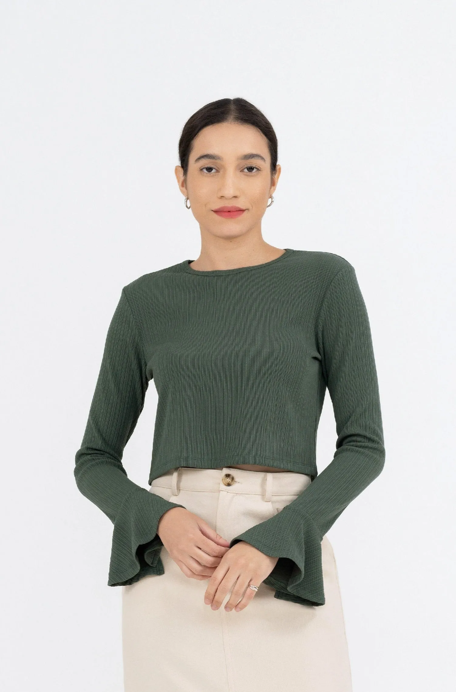 Maliya Bell Sleeve Top in Castleton Green