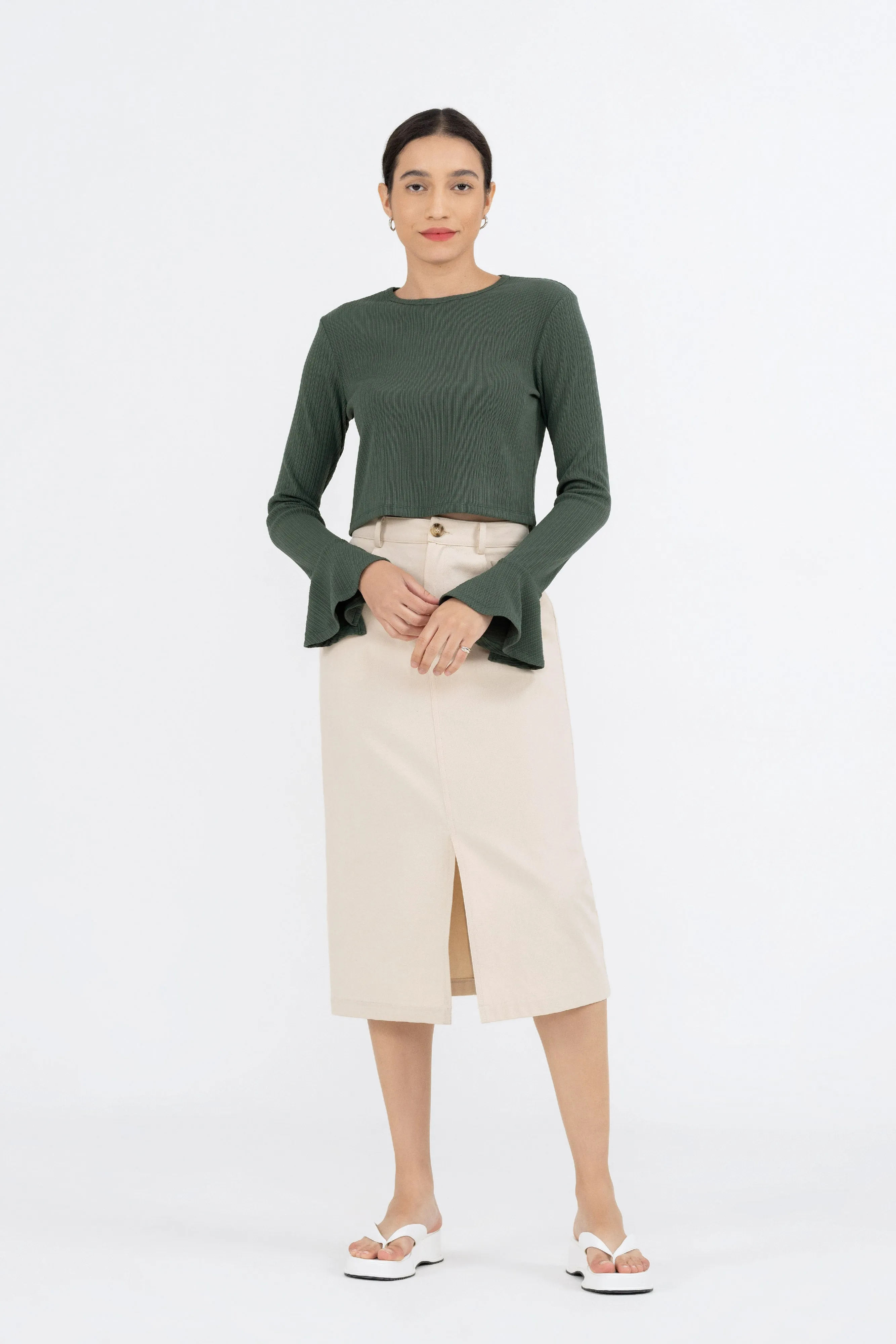 Maliya Bell Sleeve Top in Castleton Green