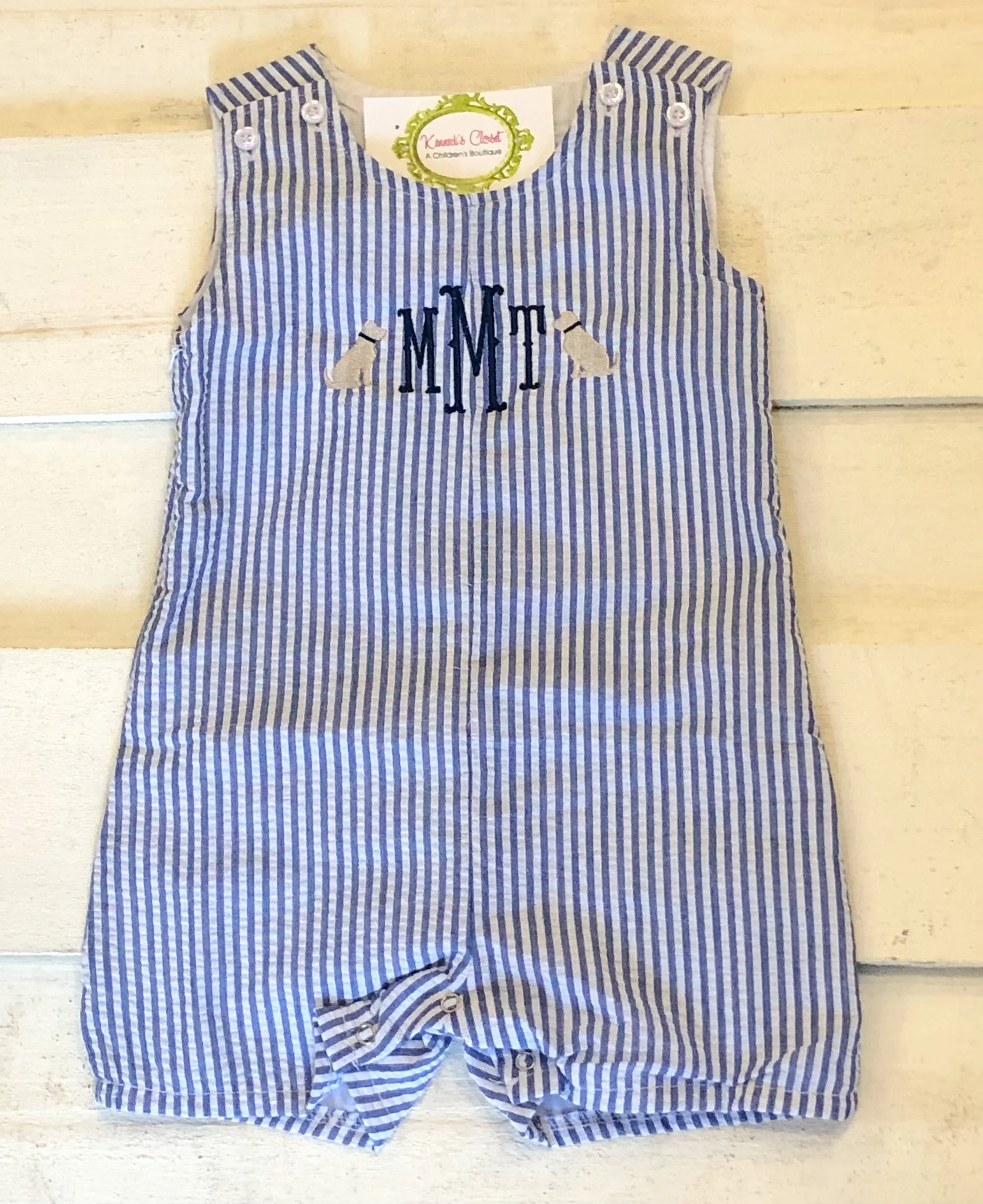 Navy Lab Seersucker Shortall