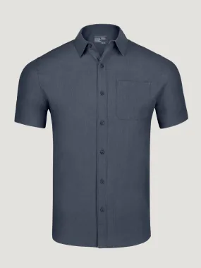 Navy Short Sleeve Stretch Button Up