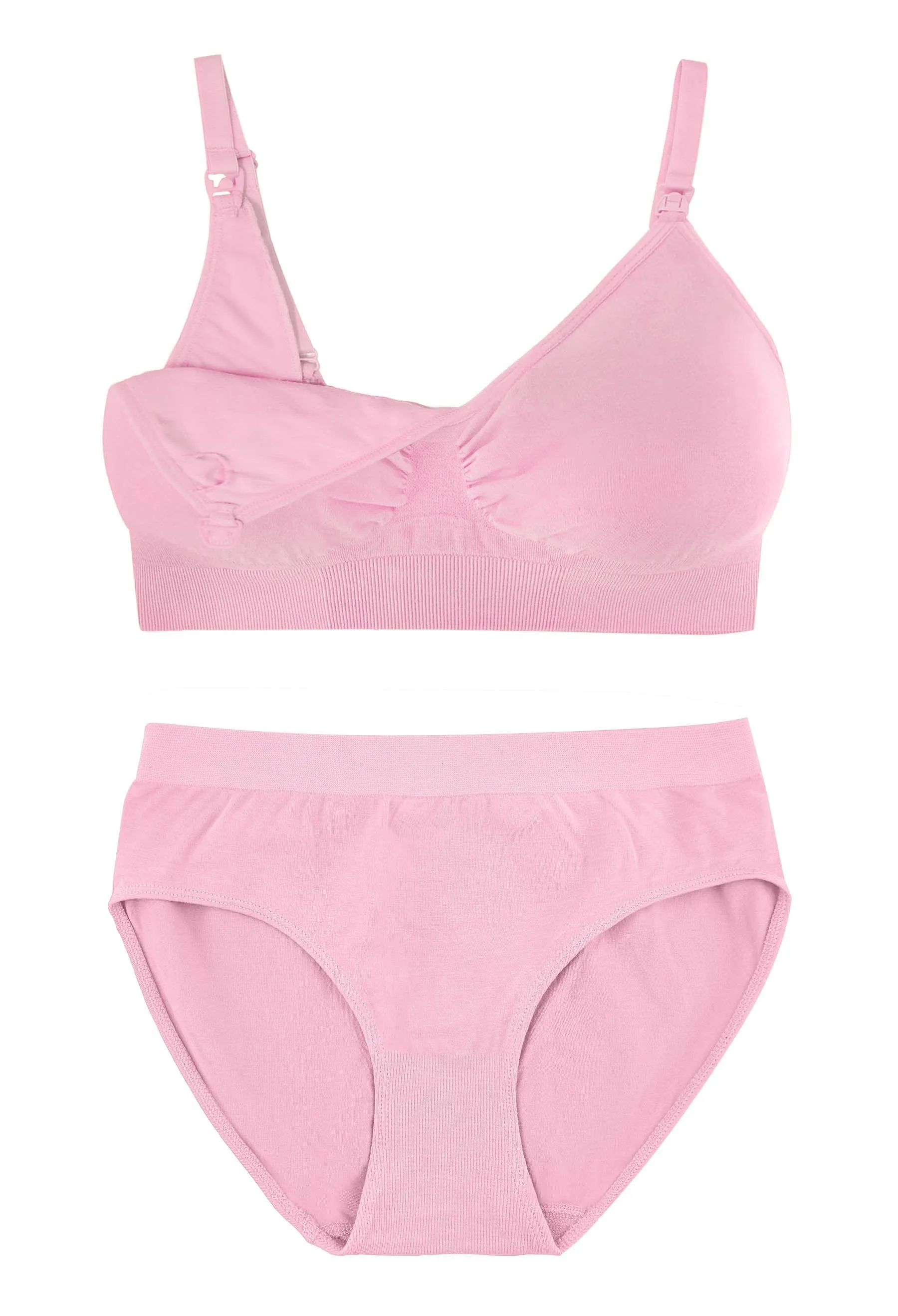 Pink Bamboo Nursing Bra   High Cut Undies Set