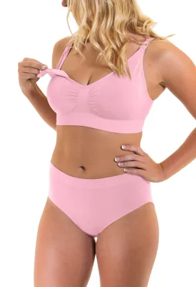 Pink Bamboo Nursing Bra   High Cut Undies Set