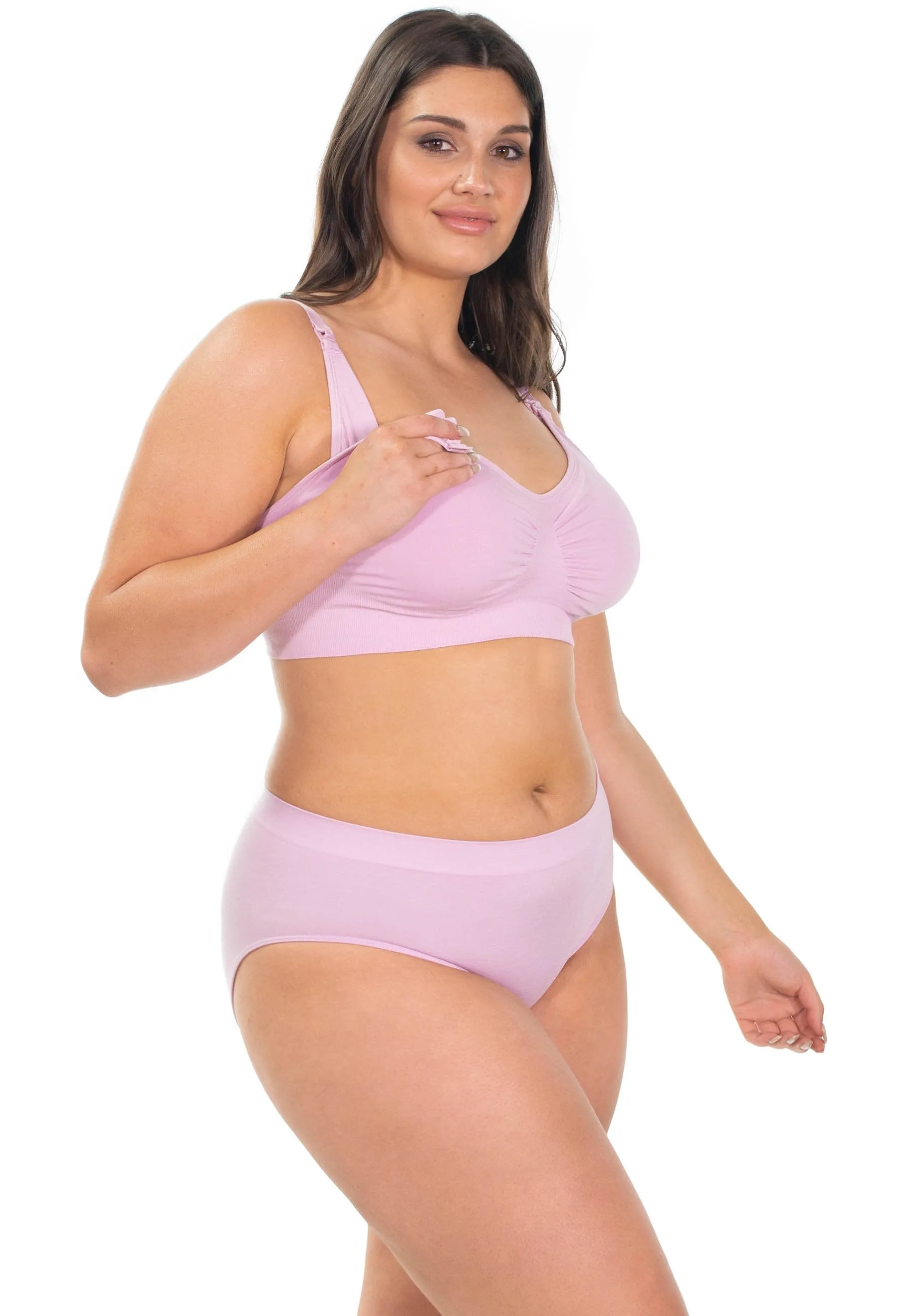 Pink Bamboo Nursing Bra   High Cut Undies Set