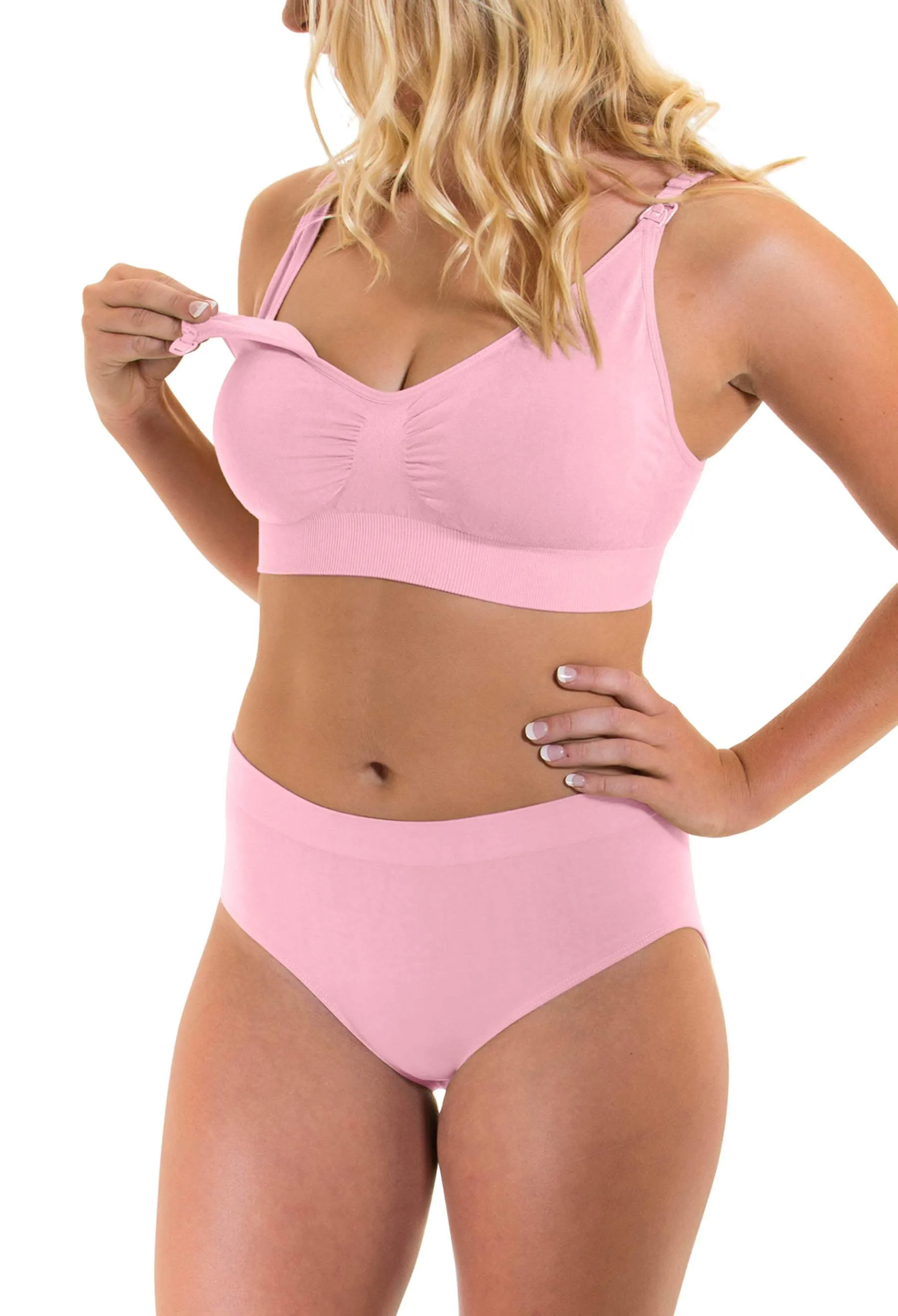 Pink Bamboo Nursing Bra   High Cut Undies Set