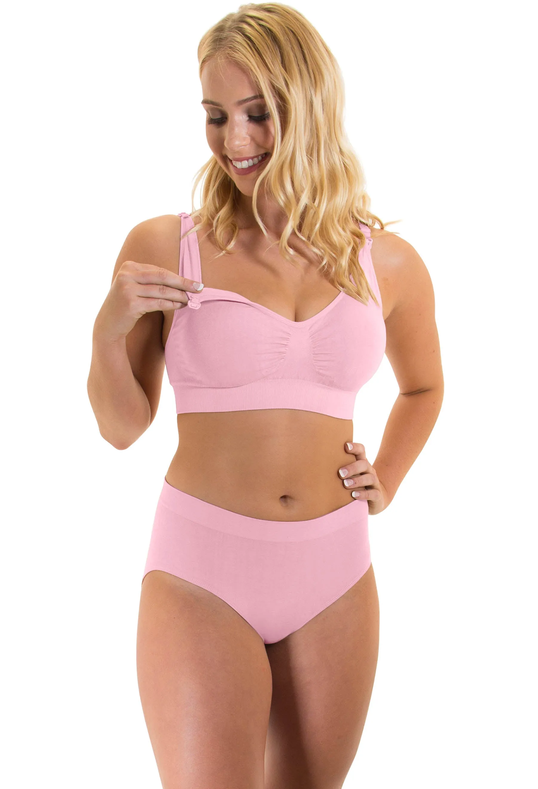 Pink Bamboo Nursing Bra   High Cut Undies Set