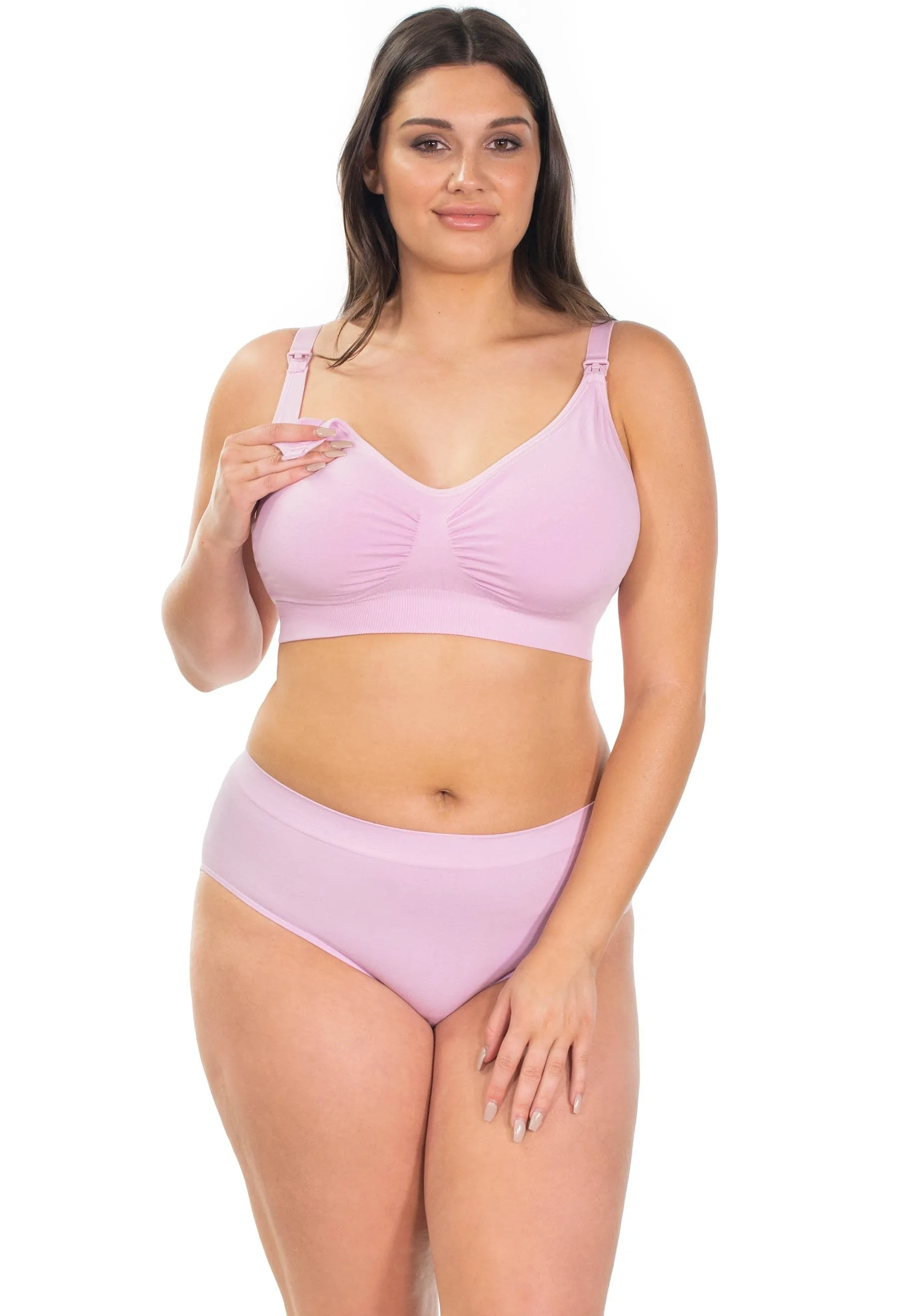 Pink Bamboo Nursing Bra   High Cut Undies Set