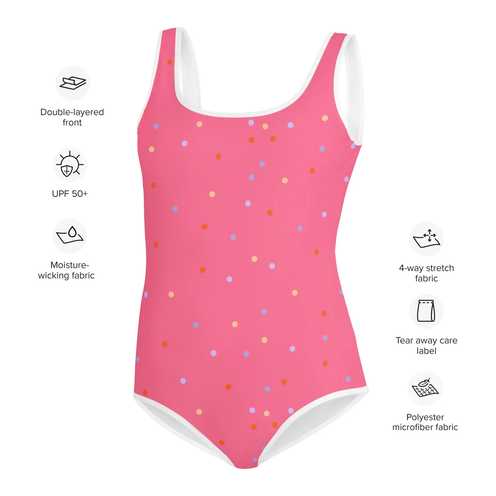 Pink Polka Dot Youth One Piece Swimsuit