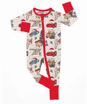 [Pre Order] Merry & Bright Christmas Cars - Bamboo Zippy Romper (EST SHIP LATE OCT)