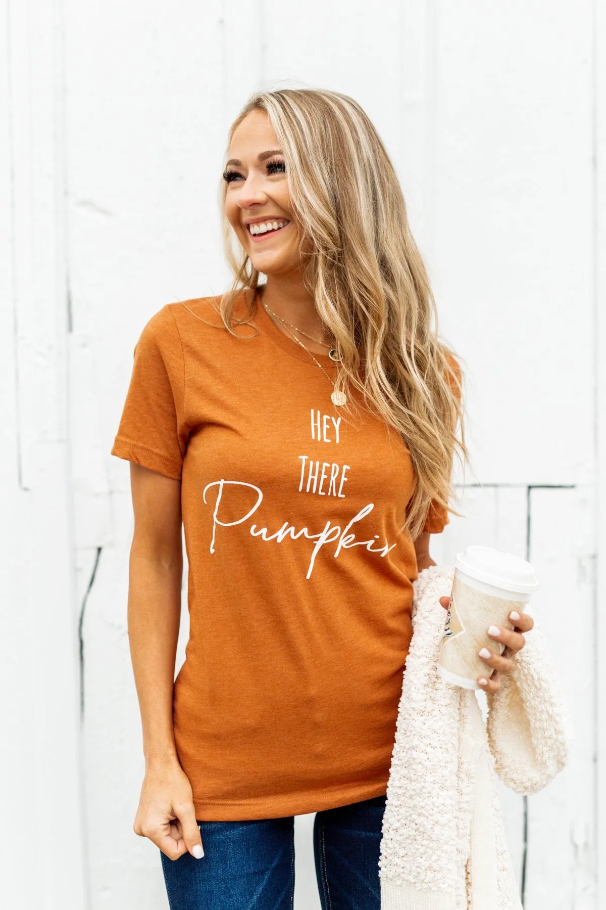 "Hey There Pumpkin" Graphic Tee- Copper