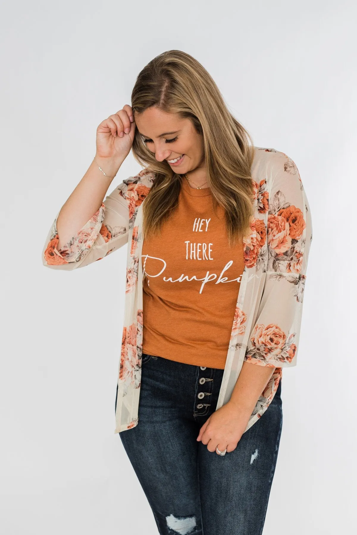 "Hey There Pumpkin" Graphic Tee- Copper