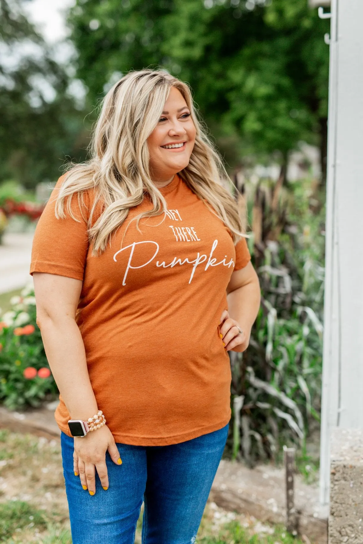 "Hey There Pumpkin" Graphic Tee- Copper