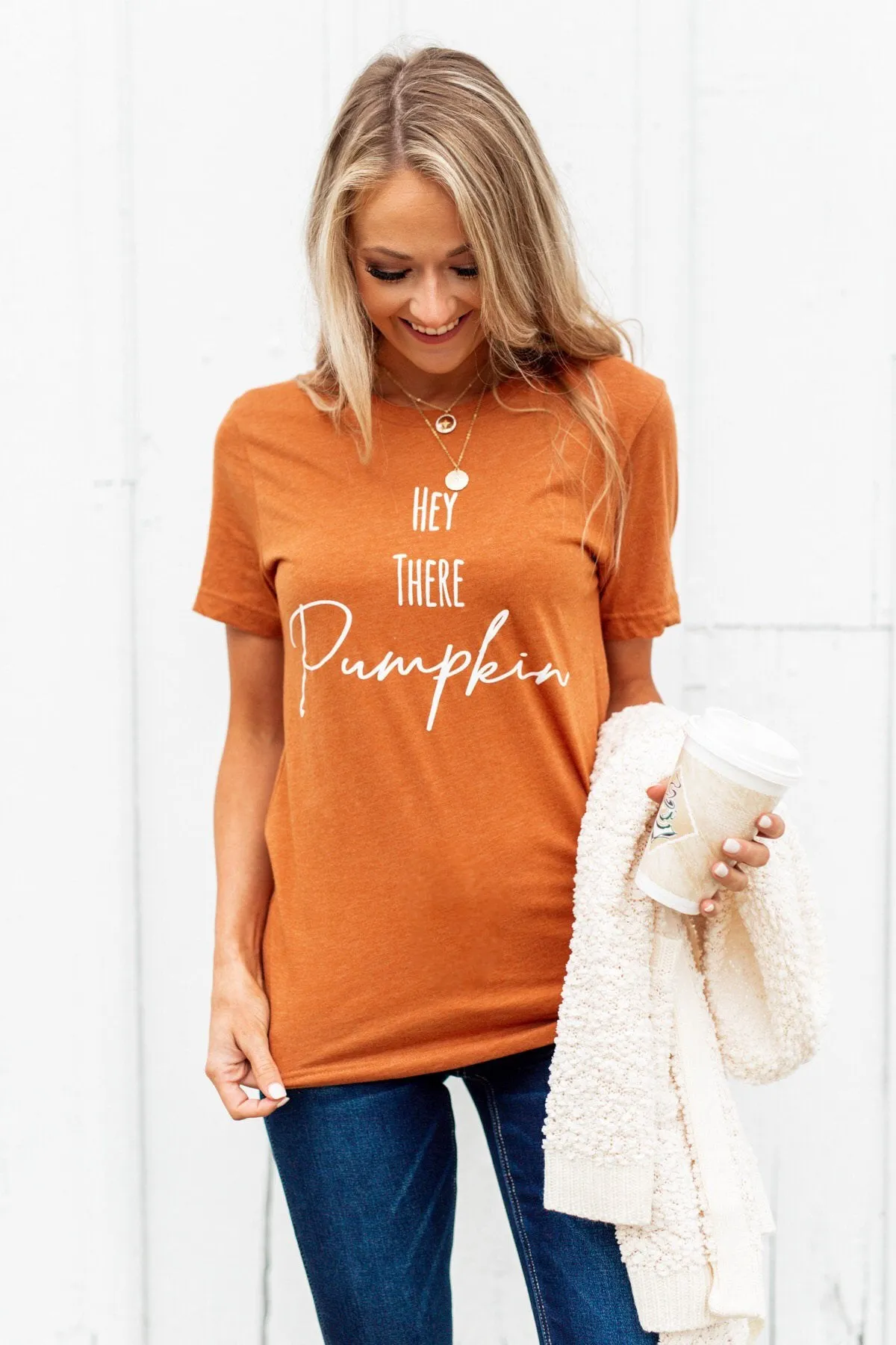 "Hey There Pumpkin" Graphic Tee- Copper