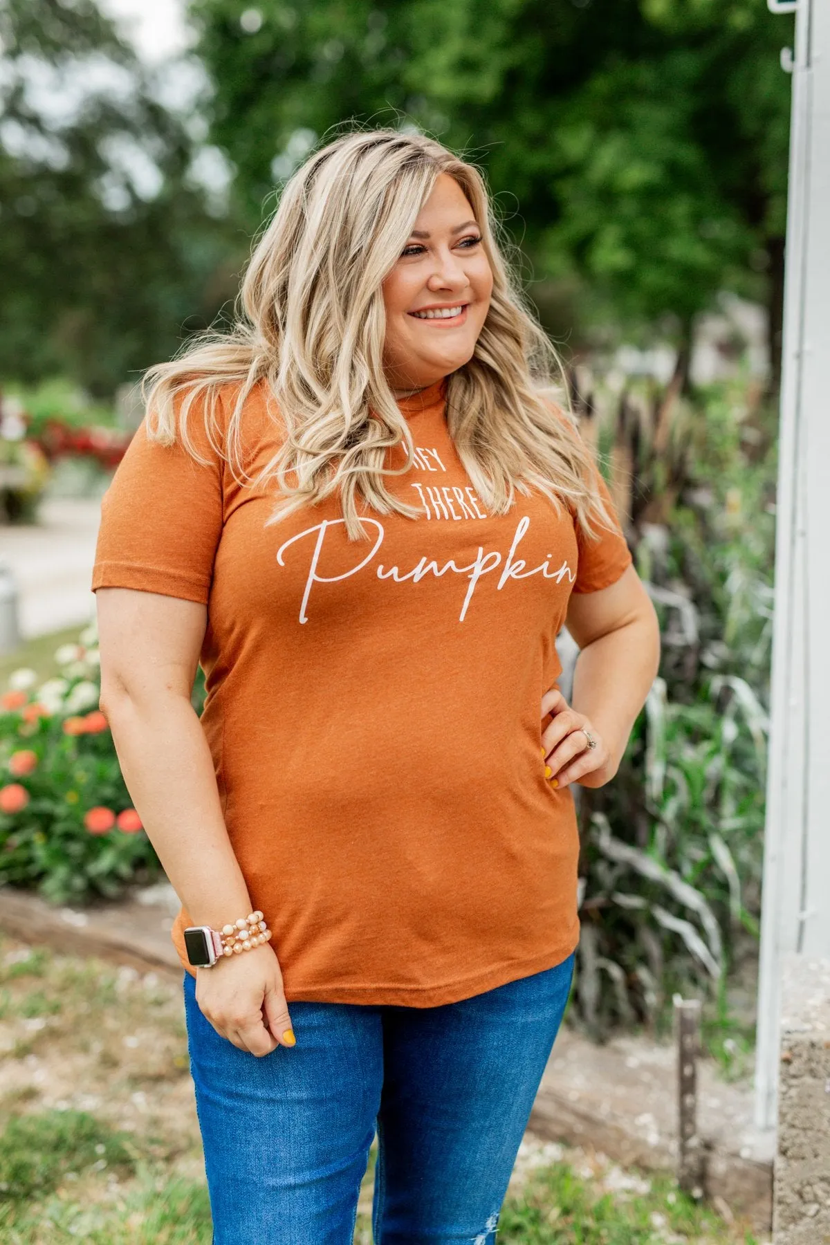 "Hey There Pumpkin" Graphic Tee- Copper