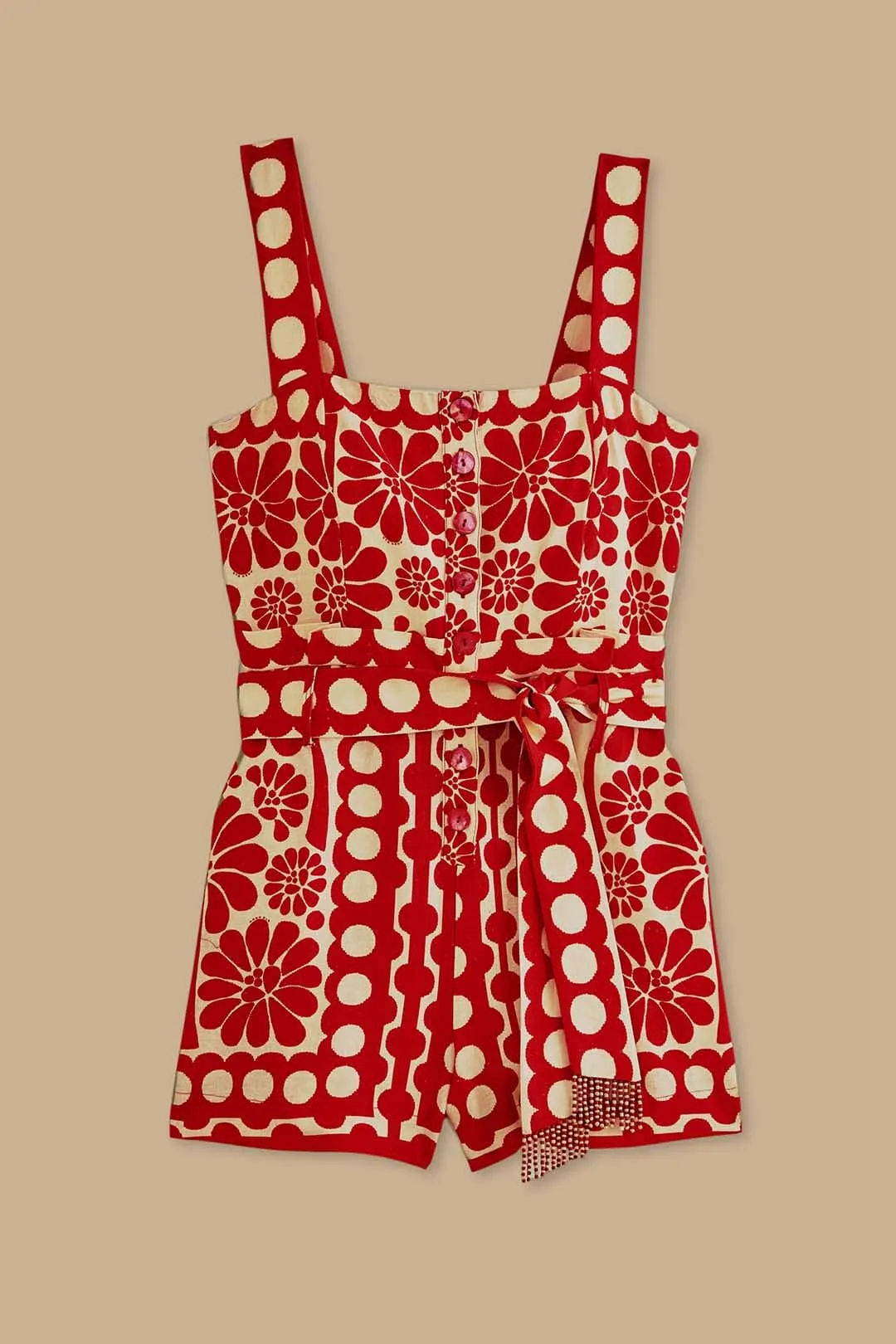 Red Palermo Sleeveless Romper