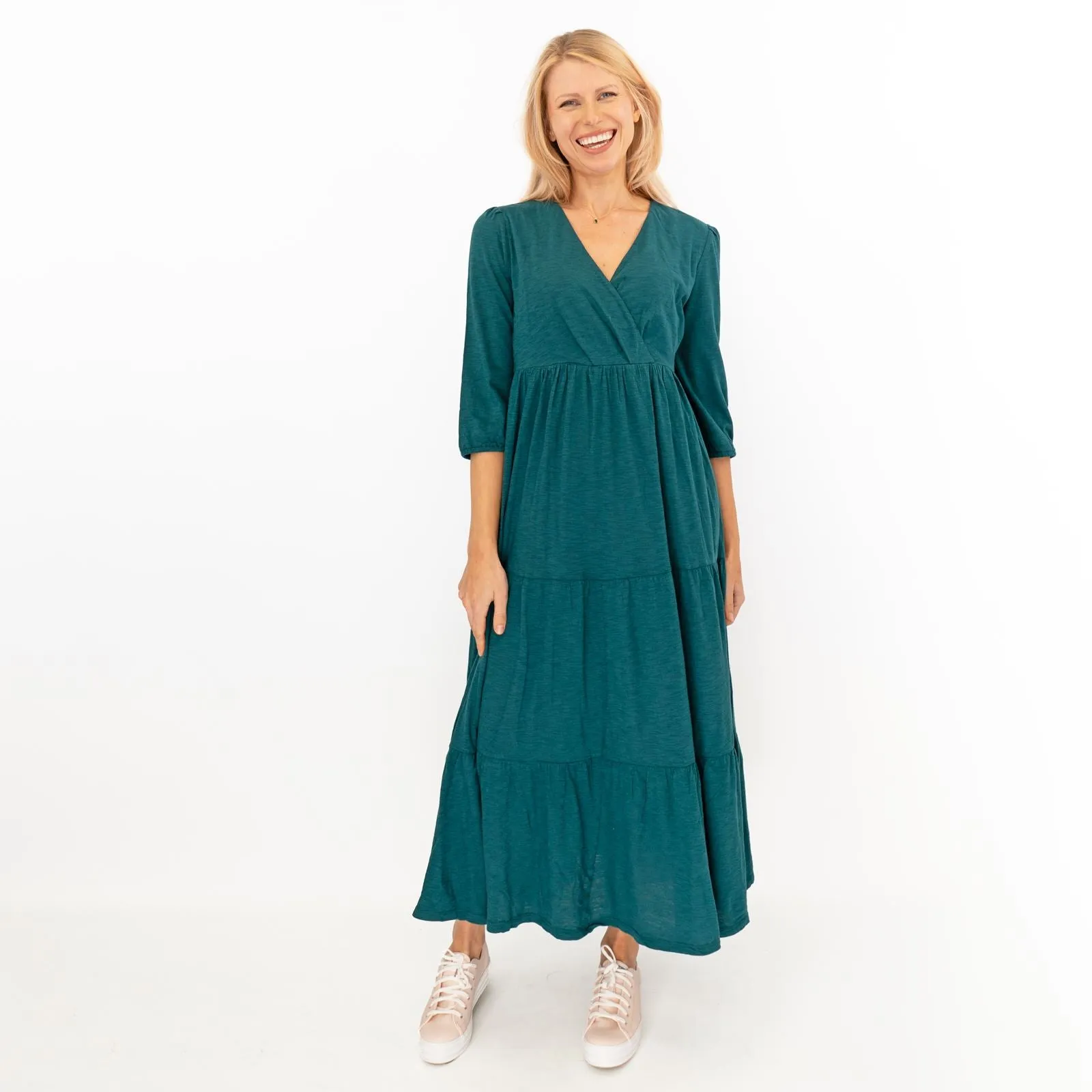 Seasalt Sky Branch Green Teal Jersey Midi Dress