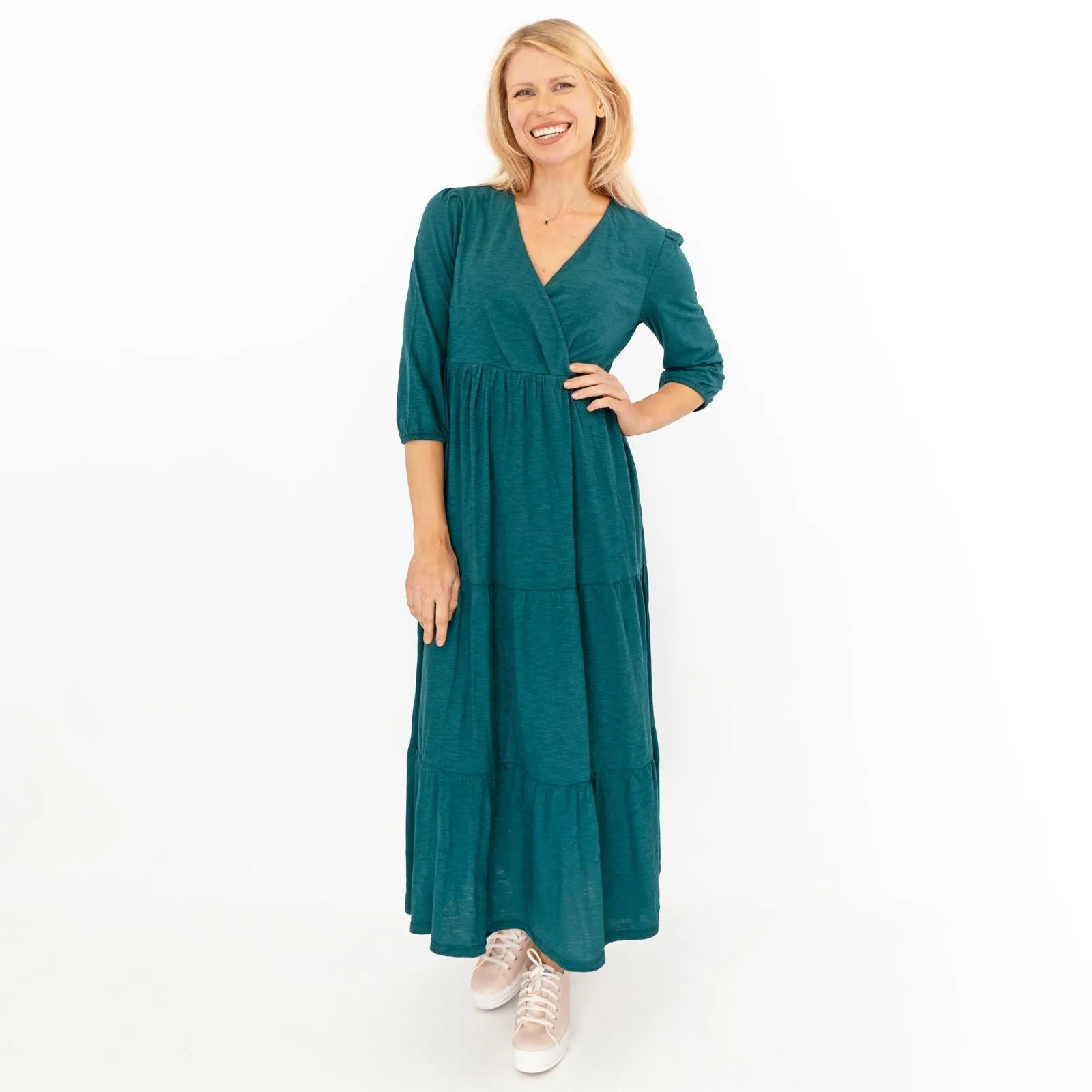 Seasalt Sky Branch Green Teal Jersey Midi Dress